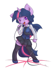 Size: 1000x1350 | Tagged: safe, artist:alasou, derpibooru import, twilight sparkle, anthro, clothes, microphone, singing, solo