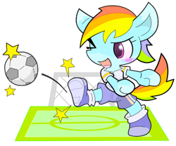 Size: 460x380 | Tagged: safe, artist:kitsune konkon, derpibooru import, rainbow dash, anthro, football, solo, sports