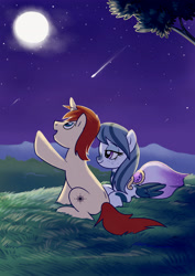 Size: 2480x3507 | Tagged: safe, artist:yulyeen, oc, oc only, pony, unicorn, clothes, dress, moon, night, shooting star, tree