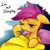 Size: 1200x1200 | Tagged: safe, artist:maren, derpibooru import, scootaloo, pegasus, pony, sleepless in ponyville, bed, bed mane, cute, cutealoo, female, filly, messy mane, morning ponies, one eye closed, pillow, solo, tired