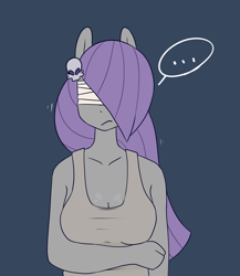 Size: 1280x1476 | Tagged: safe, artist:somescrub, maud pie, anthro, bandage, blind, cleavage, clothes, female, solo, tanktop, unamused