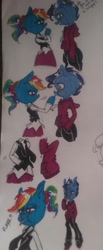 Size: 1010x2449 | Tagged: safe, artist:paris-the-platypus, derpibooru import, rainbow dash, soarin', anthro, female, lollipop, male, ponytail, shipping, soarindash, straight, traditional art