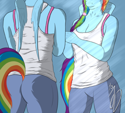 Size: 2700x2445 | Tagged: safe, artist:mythicaljazz, derpibooru import, rainbow dash, anthro, breasts, female, mirror