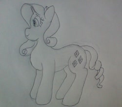 Size: 771x683 | Tagged: safe, artist:lupin quill, rarity, pony, unicorn, monochrome, solo, traditional art