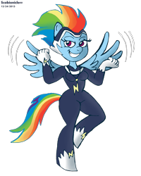 Size: 3736x4680 | Tagged: safe, artist:scobionicle99, derpibooru import, rainbow dash, zapp, anthro, power ponies (episode), power ponies, solo