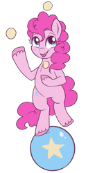 Size: 331x650 | Tagged: safe, artist:lulubell, derpibooru import, pinkie pie, earth pony, pony, balancing, juggling, simple background, solo, transparent background