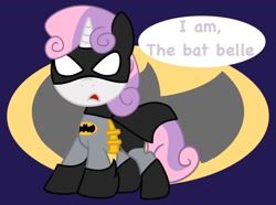 Size: 944x704 | Tagged: safe, artist:nekosnicker, derpibooru import, sweetie belle, batman, batmare, crossover, dc comics, parody, solo