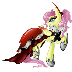 Size: 800x800 | Tagged: safe, artist:evehly, derpibooru import, fluttershy, pegasus, pony, clothes, dress, female, mare, queen fluttershy, solo