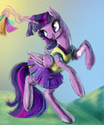 Size: 2500x3000 | Tagged: safe, artist:silfoe, derpibooru import, twilight sparkle, twilight sparkle (alicorn), alicorn, pony, rainbow falls, cheerleader, cheerleader sparkle, female, mare, skirt, solo