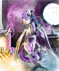 Size: 2500x3000 | Tagged: safe, artist:silfoe, derpibooru import, twilight sparkle, twilight sparkle (alicorn), alicorn, pony, female, magic, mare, solo