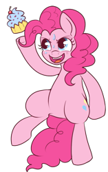 Size: 415x659 | Tagged: safe, artist:lulubell, derpibooru import, pinkie pie, earth pony, pony, cupcake, frosting, simple background, solo, transparent background
