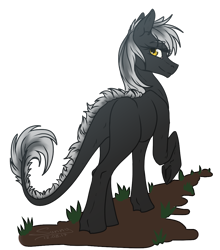 Size: 880x1000 | Tagged: safe, artist:sunny way, oc, oc only, oc:hara, earth pony, monster pony, original species, pony, tatzlpony, augmented tail, colored, colored lineart, commission, cute, female, mare, raised hoof, rcf community, simple background, solo, tail, transparent background, underhoof, walking