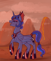 Size: 500x600 | Tagged: safe, artist:lulubell, derpibooru import, idw, princess luna, alicorn, pony, spoiler:comic18, dark mirror universe, dystopia, equestria-3, evil laugh, evil luna, eyeshadow, mirror universe, solo