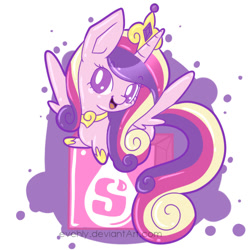 Size: 500x500 | Tagged: safe, artist:evehly, derpibooru import, princess cadance, alicorn, pony, chibi, cute, looking at you, solo, starburst (candy)