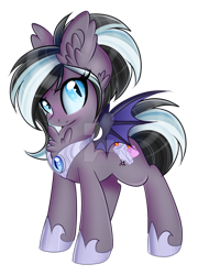 Size: 1024x1422 | Tagged: safe, artist:pvrii, oc, oc only, oc:candle wick, bat pony, pony, simple background, solo, transparent background, watermark