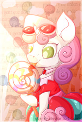 Size: 1000x1500 | Tagged: safe, artist:evehly, derpibooru import, sweetie belle, candy, cute, lollipop, solo