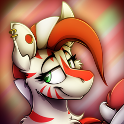 Size: 773x773 | Tagged: safe, artist:ralek, oc, oc only, oc:zeze, zebra, avatar, bust, gauges, piercing, portrait