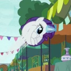 Size: 360x360 | Tagged: safe, screencap, rarity, pony, unicorn, the gift of the maud pie, behaving like pinkie pie, cropped, great moments in animation, low quality, rariball, wat