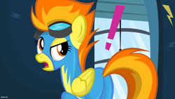 Size: 1920x1080 | Tagged: safe, artist:noah-x3, spitfire, wonderbolts academy, exclamation point, plot, solo, wonderbolts, wonderbolts uniform