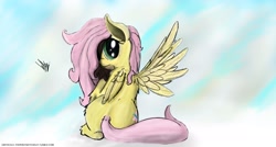 Size: 1916x1029 | Tagged: safe, artist:greyscaleart, derpibooru import, fluttershy, pegasus, pony, digital art, female, mare, pose, solo