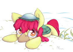 Size: 1057x744 | Tagged: safe, artist:alasou, derpibooru import, apple bloom, kappa, kappa bloom, solo, species swap