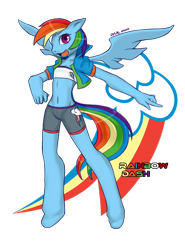 Size: 664x896 | Tagged: safe, artist:ganzerul, derpibooru import, rainbow dash, anthro, solo