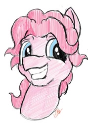 Size: 379x531 | Tagged: safe, artist:greyscaleart, derpibooru import, bubble berry, pinkie pie, earth pony, pony, rule 63, sketch, solo