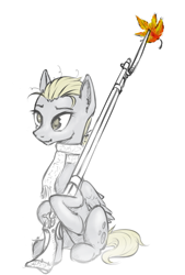 Size: 476x704 | Tagged: safe, artist:madhotaru, derpy hooves, pegasus, pony, bayonet, female, gun, mare, musket, scrunchy face, solo