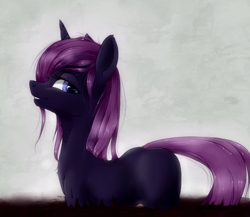 Size: 988x856 | Tagged: safe, artist:madhotaru, oc, oc only, pony, unicorn, blank flank, dirt, female, lip bite, mare, solo