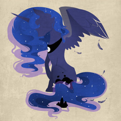 Size: 2000x2000 | Tagged: safe, artist:evehly, derpibooru import, princess luna, alicorn, pony, feather, female, mare, silhouette, solo