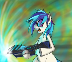 Size: 2458x2118 | Tagged: safe, artist:greyscaleart, derpibooru import, dj pon-3, vinyl scratch, pony, unicorn, bass cannon, colorful, solo, wub