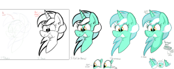 Size: 4980x2000 | Tagged: safe, artist:binkyt11, derpibooru exclusive, lyra heartstrings, pony, unicorn, bust, hand, portrait, process, solo, wip