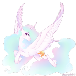 Size: 2000x2000 | Tagged: safe, artist:meowcephei, princess celestia, alicorn, pony, female, mare, simple background, solo, transparent background, wings