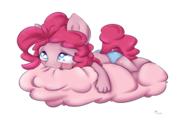 Size: 1650x1100 | Tagged: safe, artist:alasou, derpibooru import, pinkie pie, anthro, earth pony, chibi, clothes, cotton candy cloud, female, panties, solo, underwear