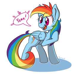 Size: 900x900 | Tagged: safe, artist:tehflah, rainbow dash, pegasus, pony, excited, solo, speech bubble, yeah