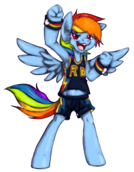 Size: 814x1041 | Tagged: safe, artist:fizzy-dog, derpibooru import, rainbow dash, anthro, unguligrade anthro, armpits, clothes, jersey, solo