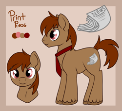 Size: 600x550 | Tagged: safe, artist:lulubell, derpibooru import, oc, oc only, oc:print press, earth pony, pony, male, reference sheet, stallion