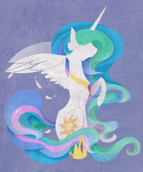 Size: 2000x2400 | Tagged: safe, artist:evehly, derpibooru import, princess celestia, alicorn, pony, feather, silhouette, solo