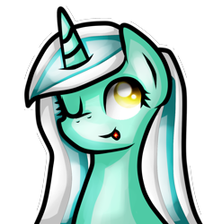 Size: 1404x1484 | Tagged: safe, artist:hurricanestarpegasus, lyra heartstrings, alternate hairstyle, long mane, solo, tongue out, wink