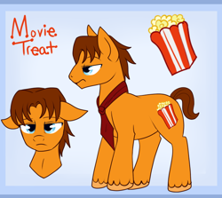 Size: 640x571 | Tagged: safe, artist:lulubell, derpibooru import, oc, oc only, oc:movie treat, earth pony, pony, male, reference sheet, solo, stallion