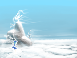 Size: 2000x1500 | Tagged: safe, artist:madhotaru, oc, balancing, cirno, crossover, ice, snow, touhou, wind