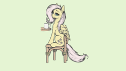 Size: 3840x2160 | Tagged: safe, artist:altalector, artist:madhotaru, fluttershy, pegasus, pony, colored, sitting, solo