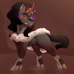 Size: 1700x1700 | Tagged: safe, artist:evehly, derpibooru import, king sombra, pony, unicorn, dark magic, magic, solo, sombra eyes