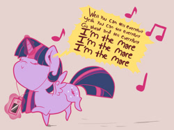 Size: 1000x750 | Tagged: safe, artist:evehly, derpibooru import, twilight sparkle, twilight sparkle (alicorn), alicorn, pony, aloe blacc, earbuds, female, ipod, magic, mare, music, solo