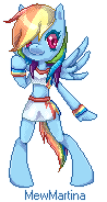 Size: 98x184 | Tagged: safe, artist:churobu, derpibooru import, rainbow dash, anthro, clothes, midriff, pixel art, solo