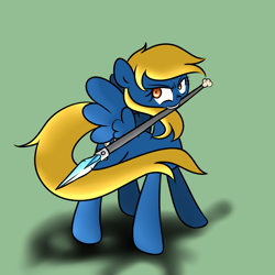 Size: 1200x1200 | Tagged: safe, artist:fullmetalpikmin, oc, oc only, oc:rainy season, pegasus, pony, solo, spear, weapon