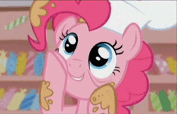 Size: 406x263 | Tagged: safe, screencap, pinkie pie, earth pony, pony, the lost treasure of griffonstone, animated, cute, diapinkes, excited, toque