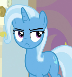 Size: 631x677 | Tagged: safe, derpibooru import, screencap, trixie, student counsel, cropped, frown, solo