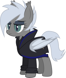 Size: 2550x3008 | Tagged: safe, artist:duskthebatpack, oc, oc only, oc:snow drift, bat pony, pony, clothes, frown, jacket, robes, simple background, solo, transparent background, unamused, vector