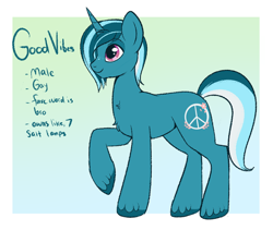 Size: 830x702 | Tagged: safe, artist:lulubell, derpibooru import, oc, oc only, oc:good vibes, male, reference sheet, solo